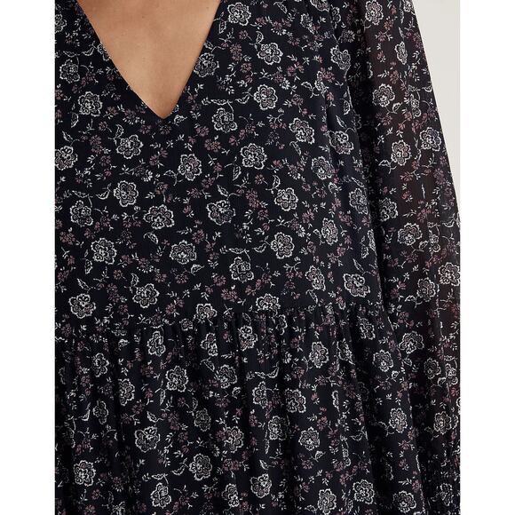 NWT Madewell Enchanted Floral Georgette V-Neck Midi Dress Size 1X, 2X - Picture 3 of 11